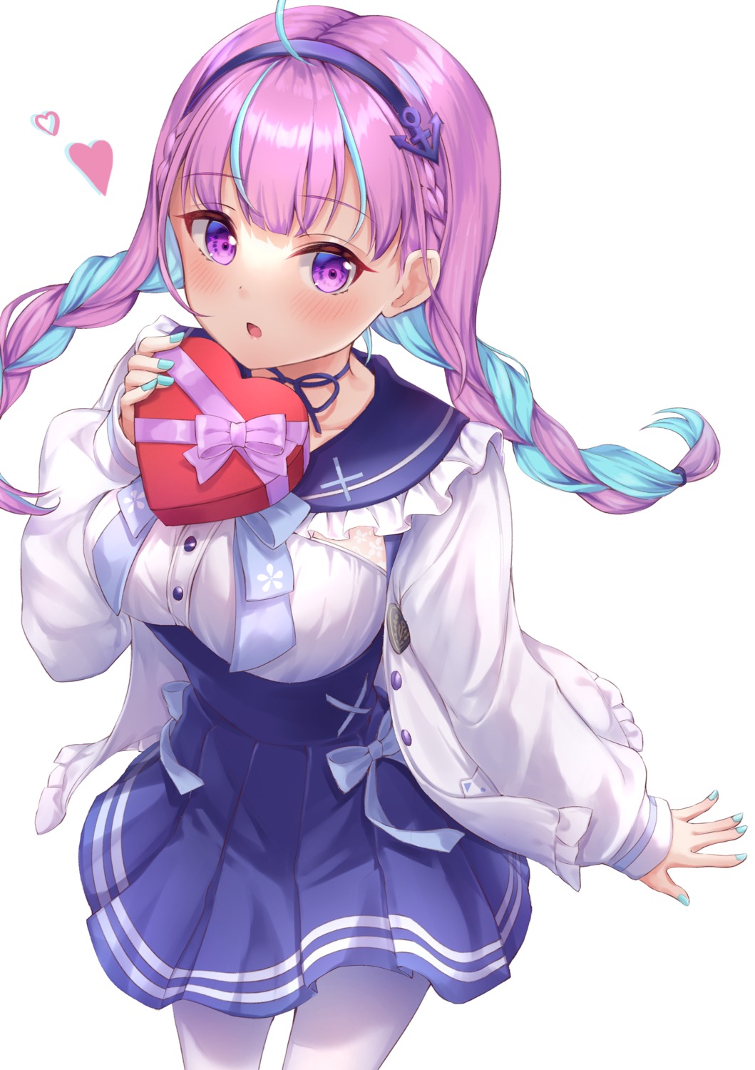 hololive, minato_aqua, pantyhose, poe, seifuku, valentine