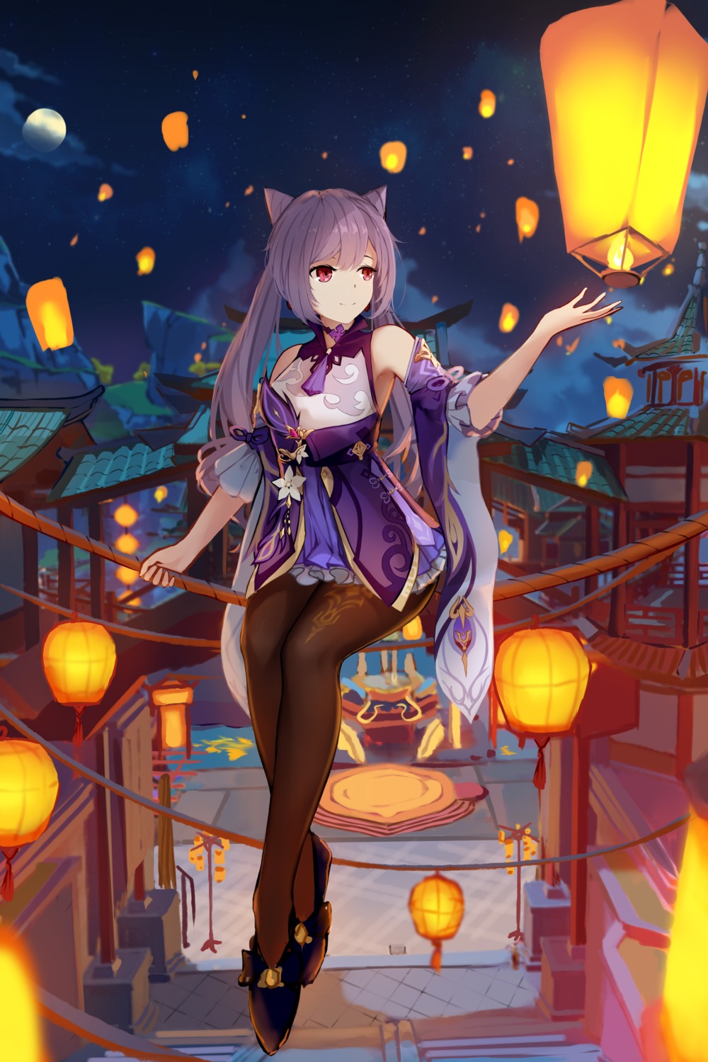 asian_clothes, genshin_impact, huijin_zhi_ling, keqing, pantyhose