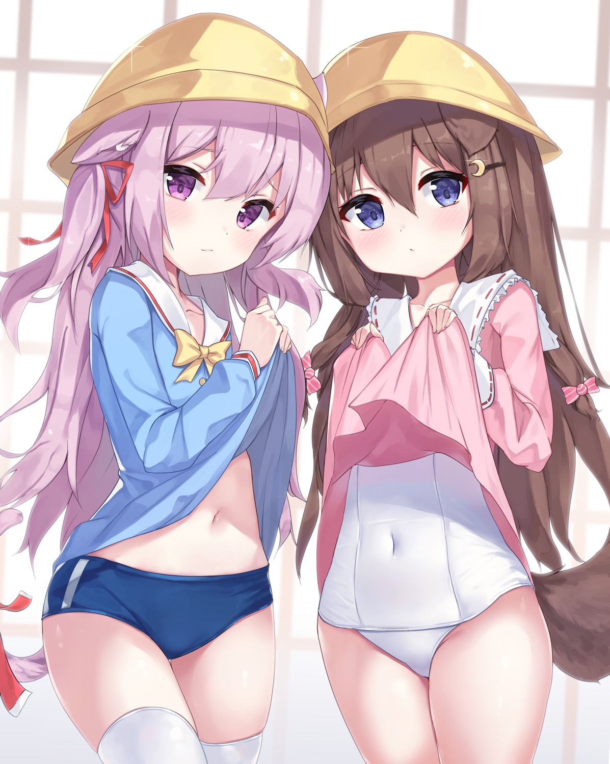 2drr, animal_ears, azur_lane, buruma, fumizuki_(azur_lane), inumimi, kisaragi_(azur_lane), nekomimi