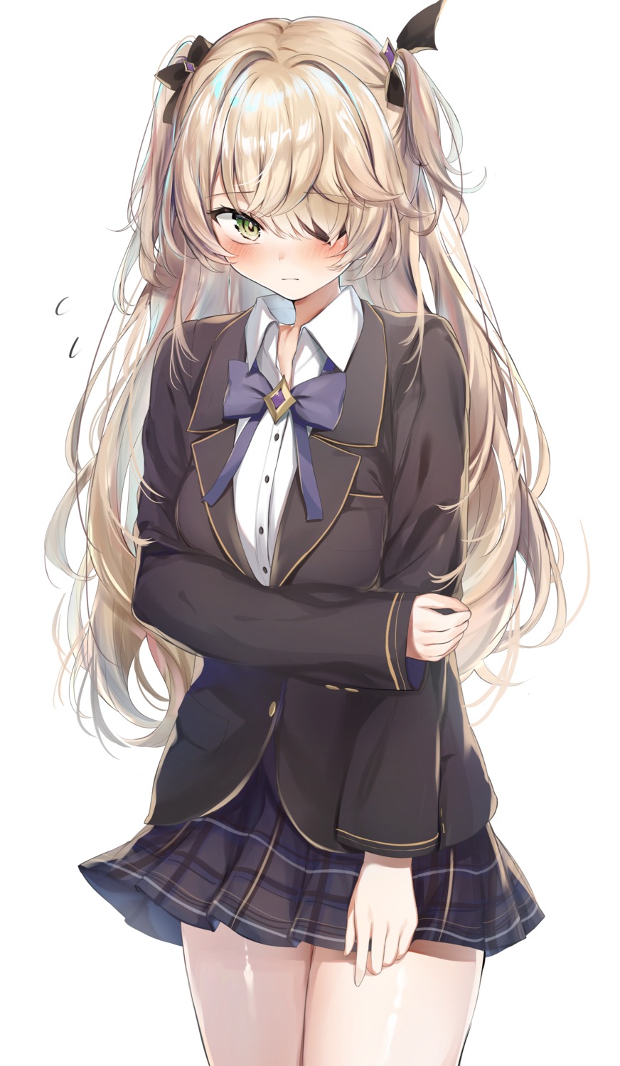eyepatch, fischl, genshin_impact, mochi_nabe, seifuku