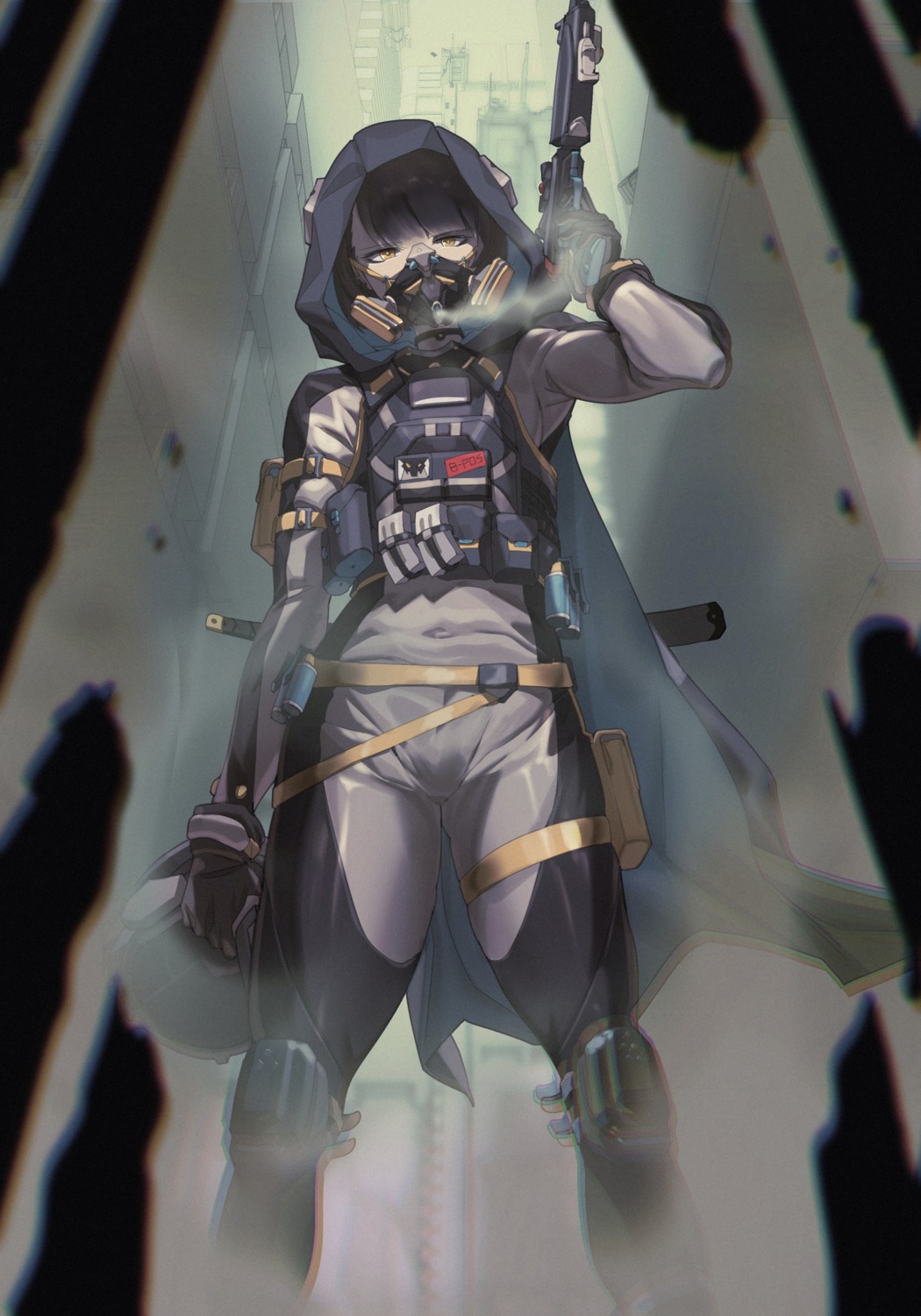 artist_revision, bodysuit, gun, jin_rou