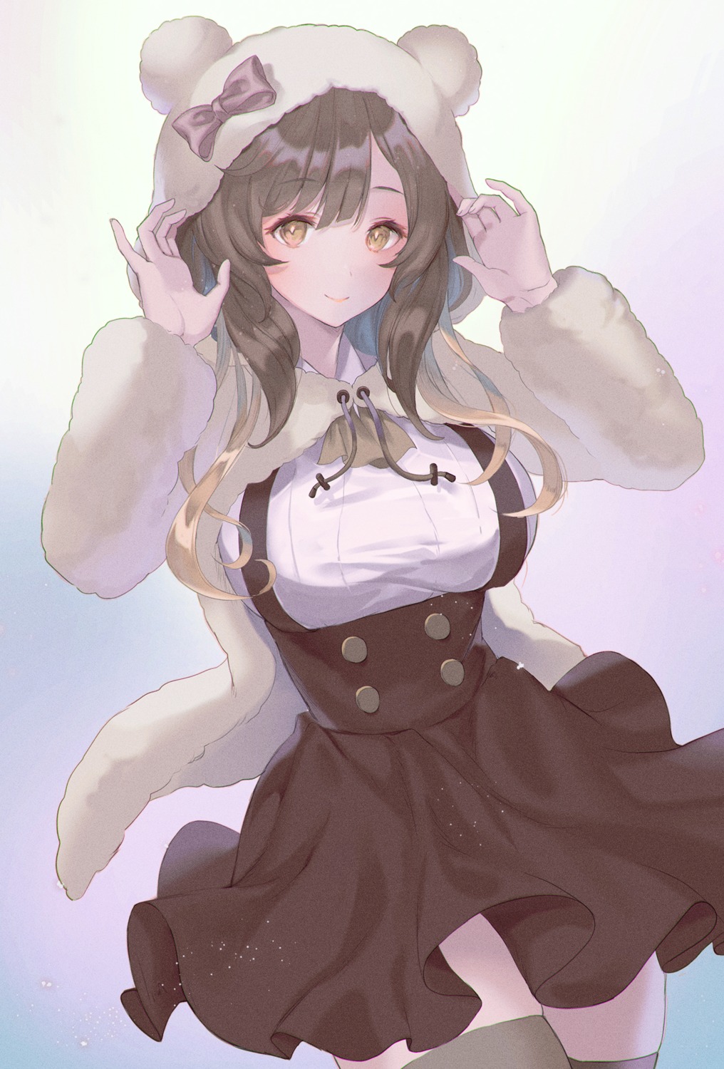 animal_ears, hanatora_yuki, skirt_lift, thighhighs