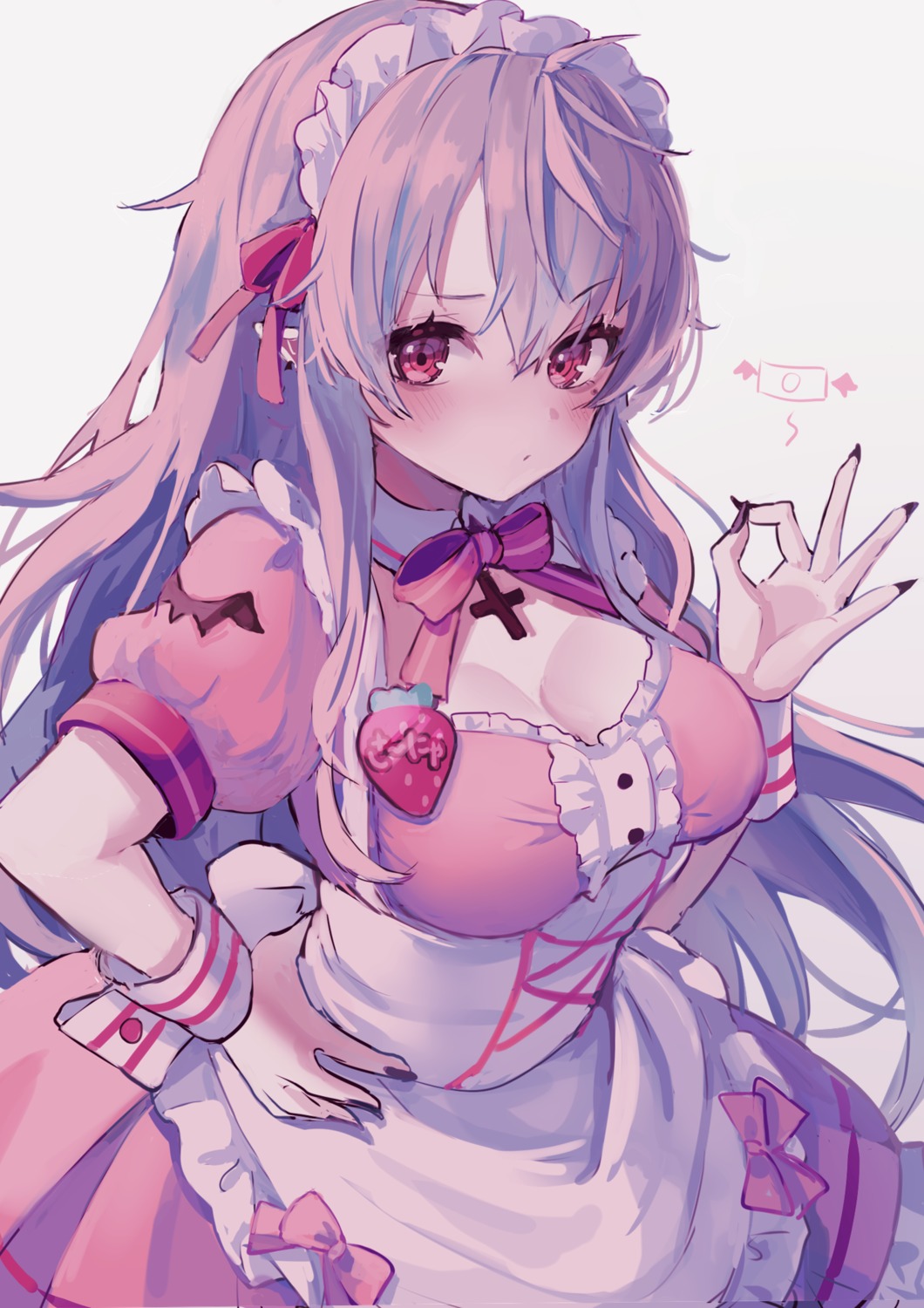 cleavage, karunabaru, maid, nijisanji