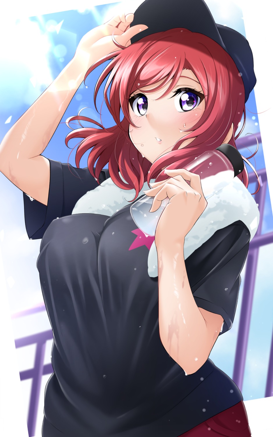 baseball, breast_hold, kirisaki_reina, love_live!, love_live!_(series), nishikino_maki, wet