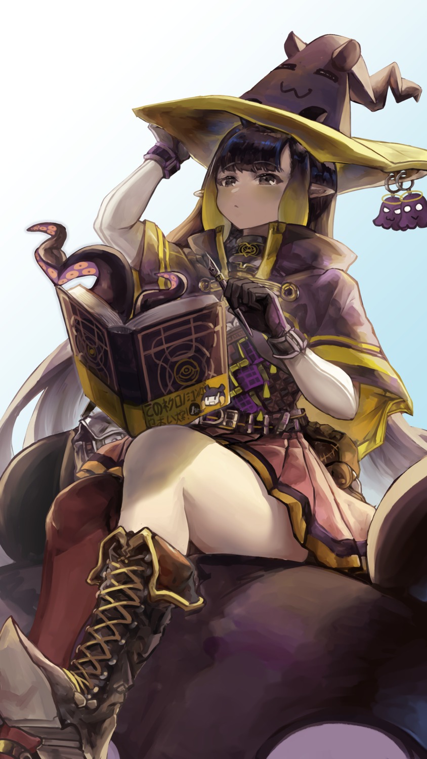 hololive, hololive_english, ninomae_ina'nis, pantyhose, pointy_ears, skirt_lift, tentacles, thighhighs, vyragami, witch