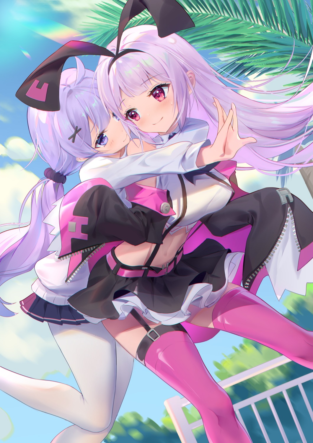 artist_revision, azur_lane, hobby_(azur_lane), pantyhose, seifuku, skirt_lift, somna, stockings