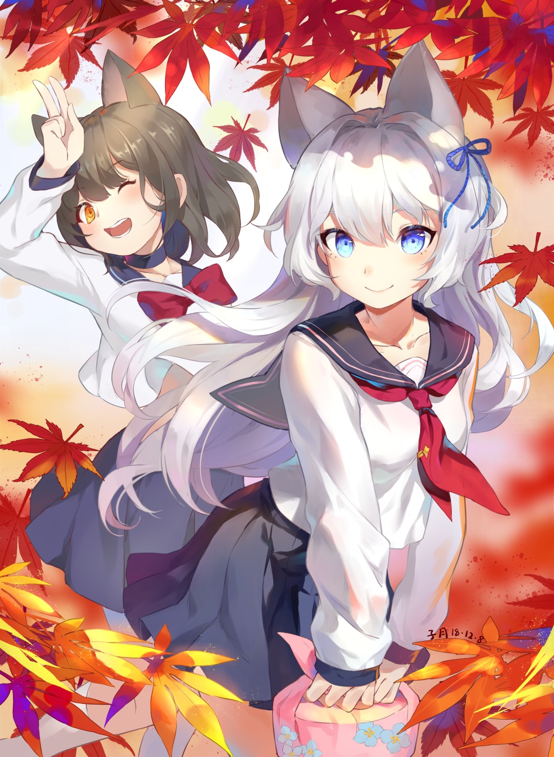 animal_ears, nekomimi, seifuku, ziyue