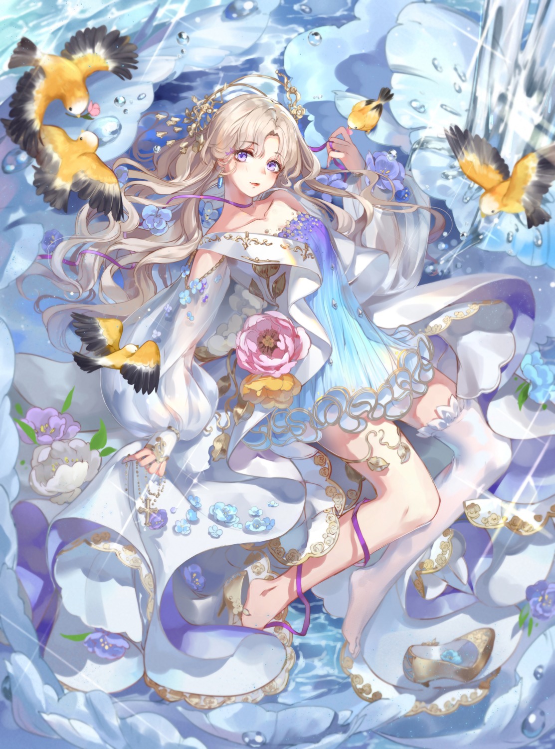 dress, garter, heels, thighhighs, ziyue