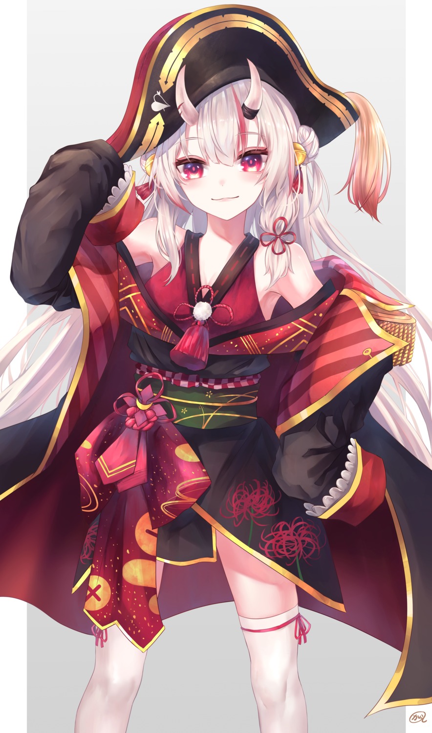 cosplay, hololive, horns, houshou_marine, japanese_clothes, karashi_(asarikarasi), nakiri_ayame, pirate