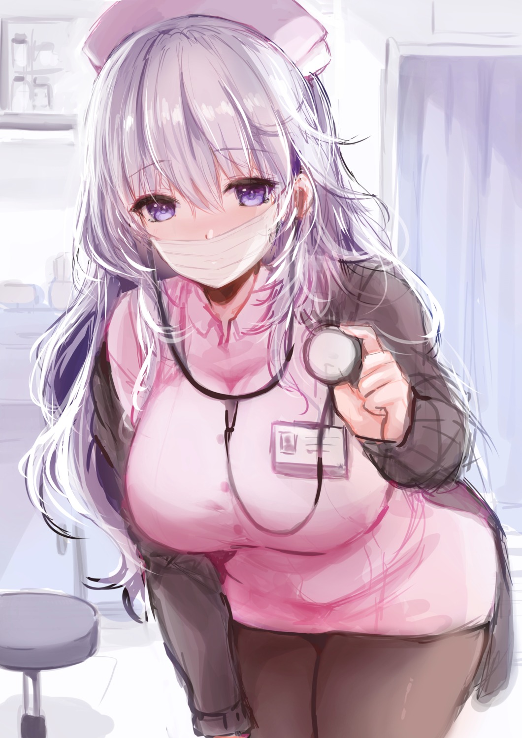 mafuyu, nurse, pantyhose, sketch, sweater