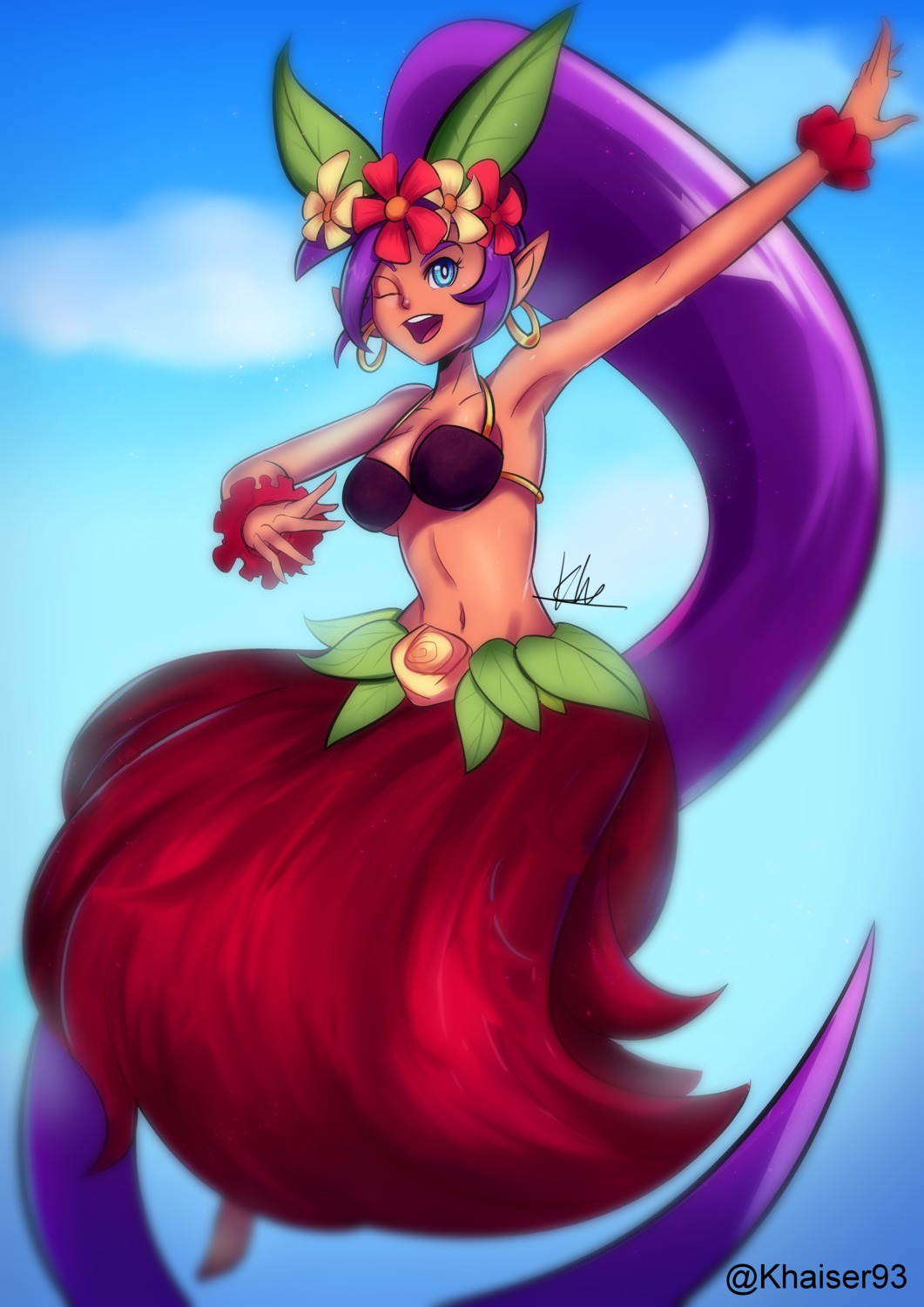 khaizer, no_bra, pointy_ears, shantae, shantae_(character)