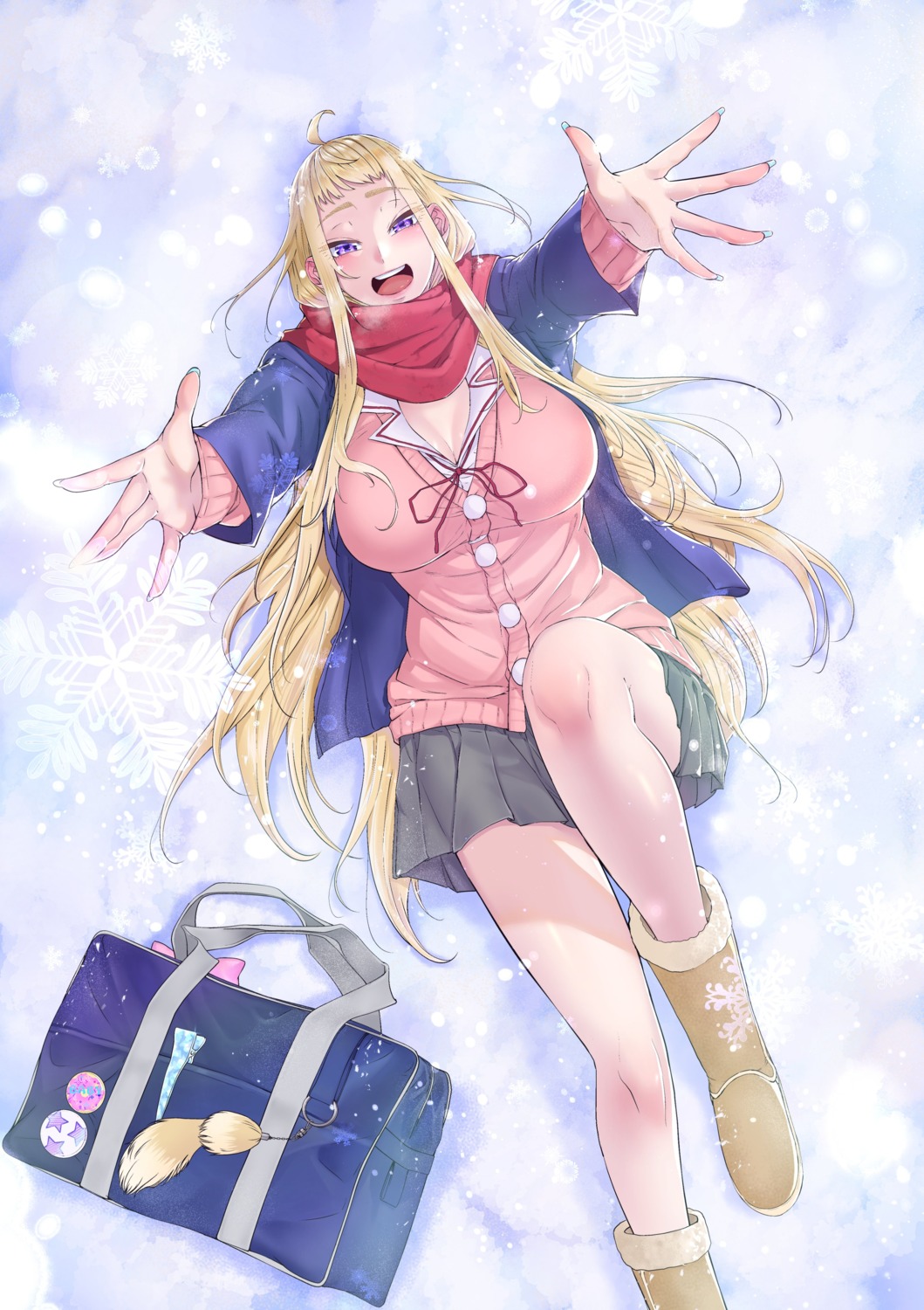 cleavage, dosanko_gal_wa_namara_menkoi, fuyuki_minami, ikada_kai, seifuku, skirt_lift, sweater