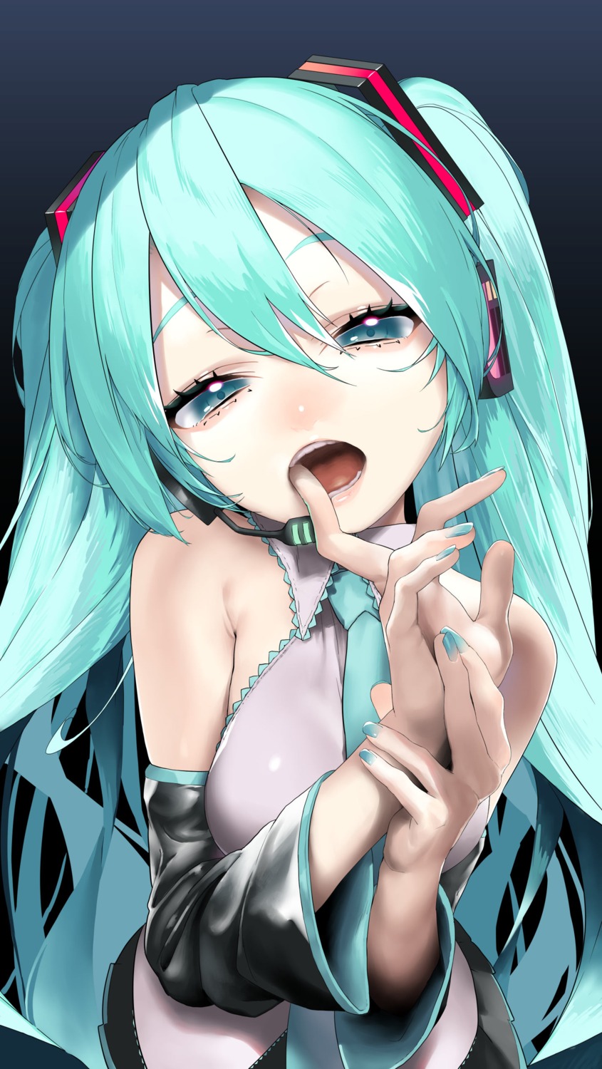 hatsune_miku, headphones, rsk_(tbhono), vocaloid