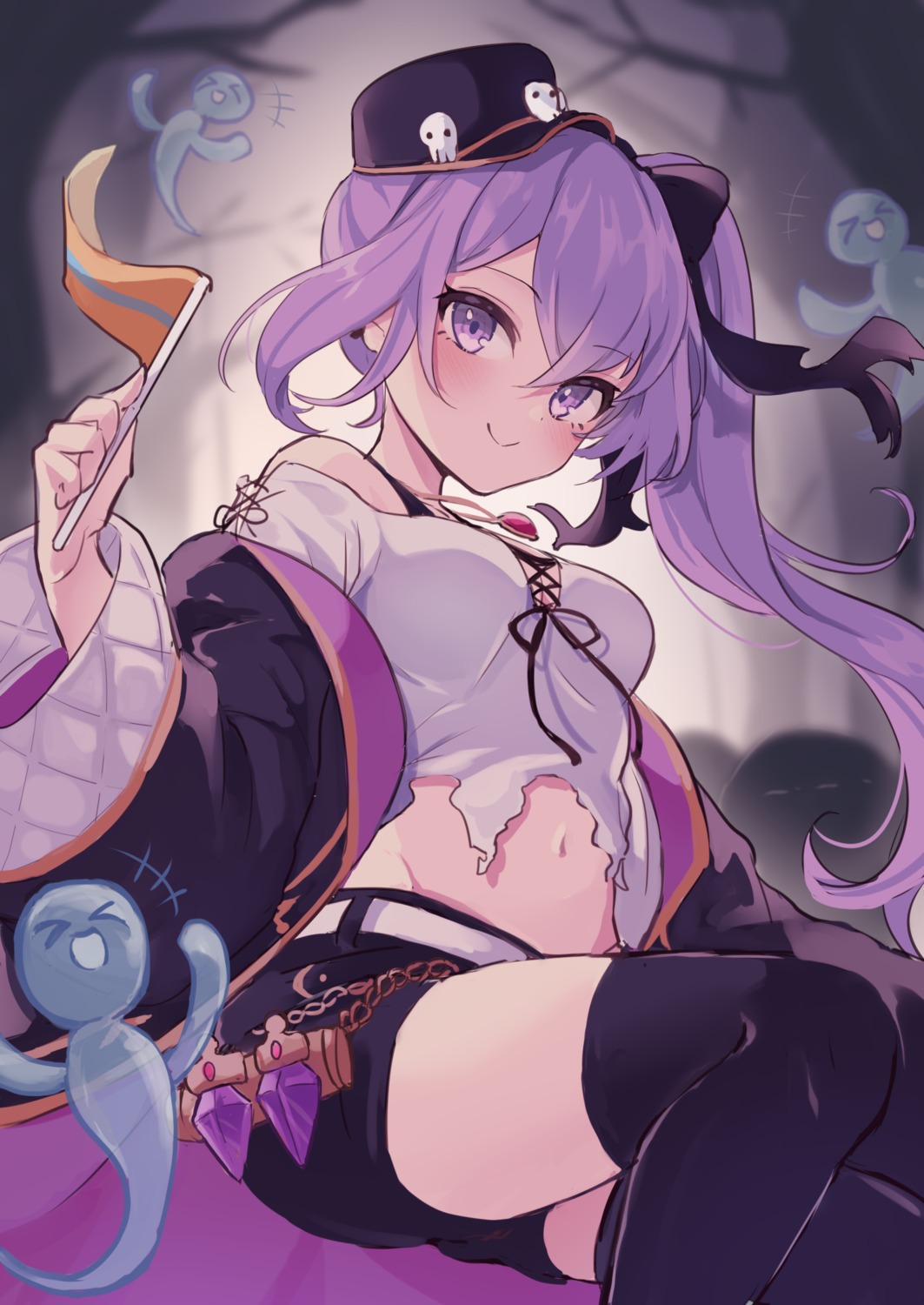 karunabaru, shadowverse, thighhighs, torn_clothes