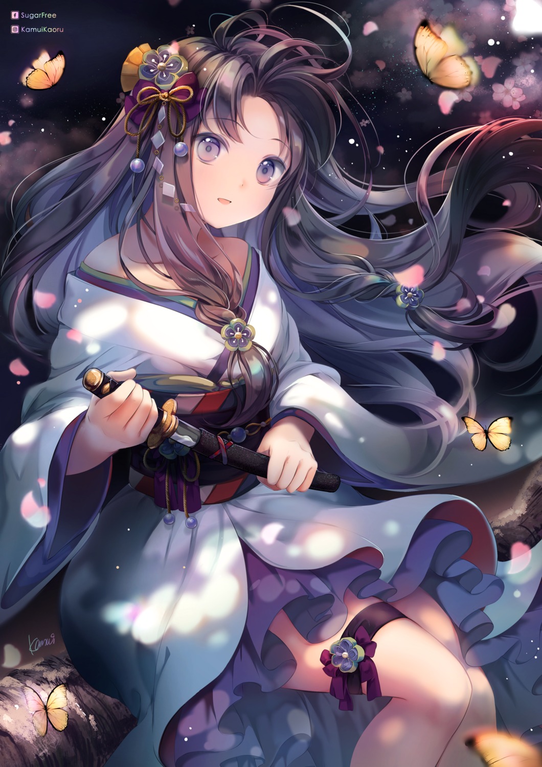 garter, japanese_clothes, kamui@sugarfree, weapon