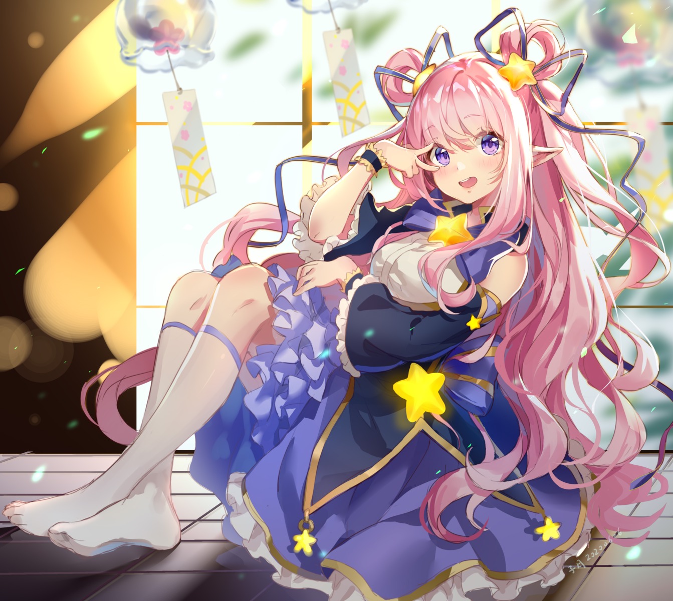 kashiwazaki_hatsune, pointy_ears, princess_connect!, princess_connect!_re:dive, skirt_lift, ziyue