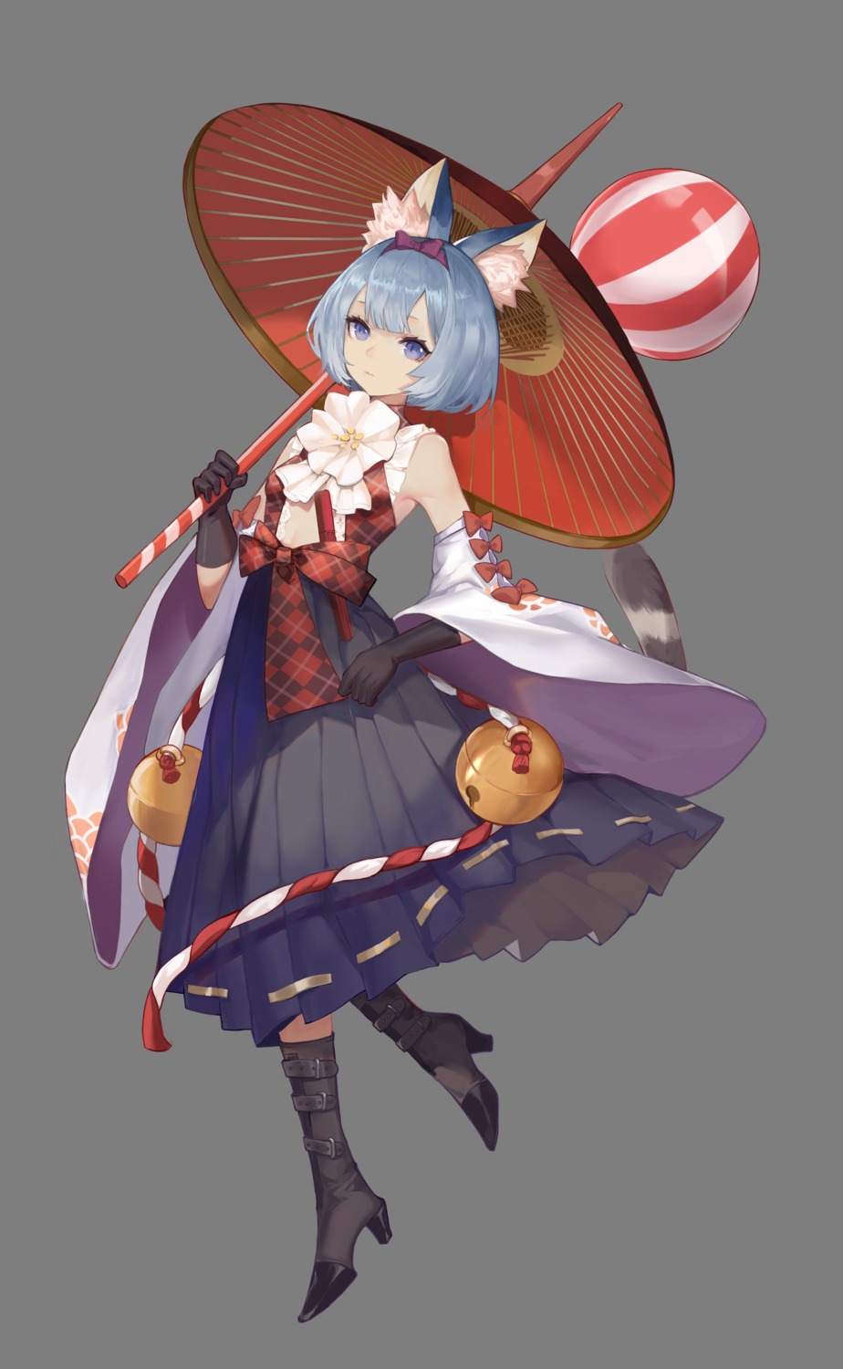 animal_ears, heels, japanese_clothes, masterwork_apocalypse, messikid, nekomimi, skirt_lift, tail