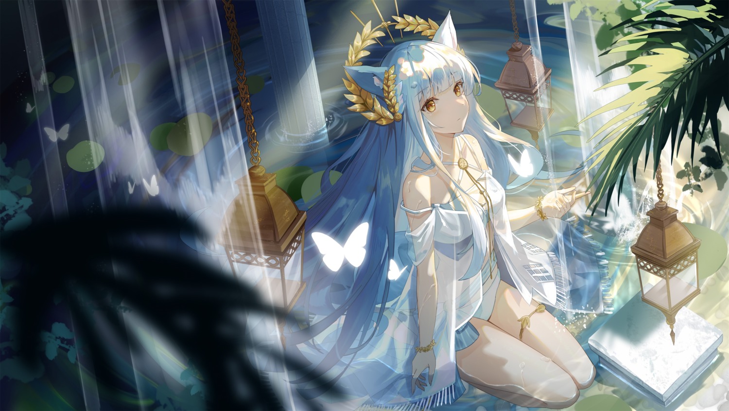 animal_ears, arknights, bikini, garter, platinum_(arknights), see_through, swimsuits, teatix