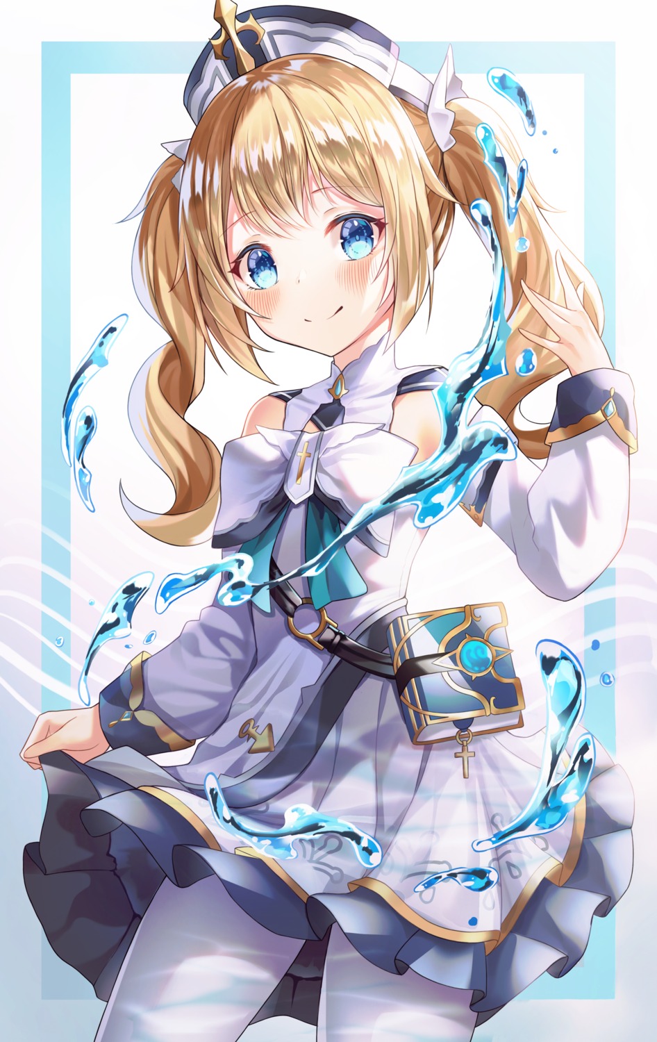 barbara_(genshin_impact), danyo_(chung0226), dress, genshin_impact, pantyhose, skirt_lift