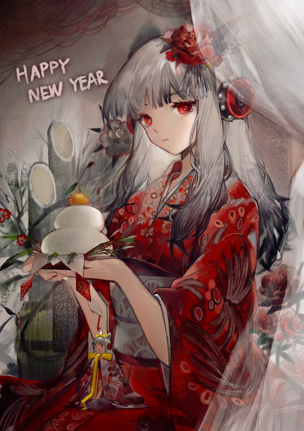 animal_ears, arknights, finn_zoey, frostleaf_(arknights), headphones, kimono