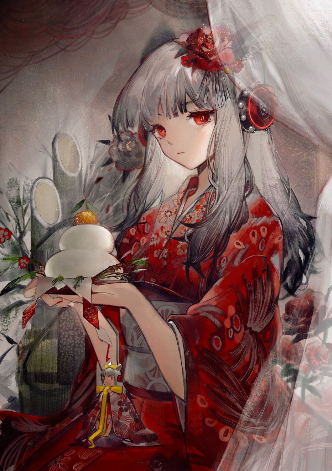 animal_ears, arknights, finn_zoey, frostleaf_(arknights), headphones, kimono