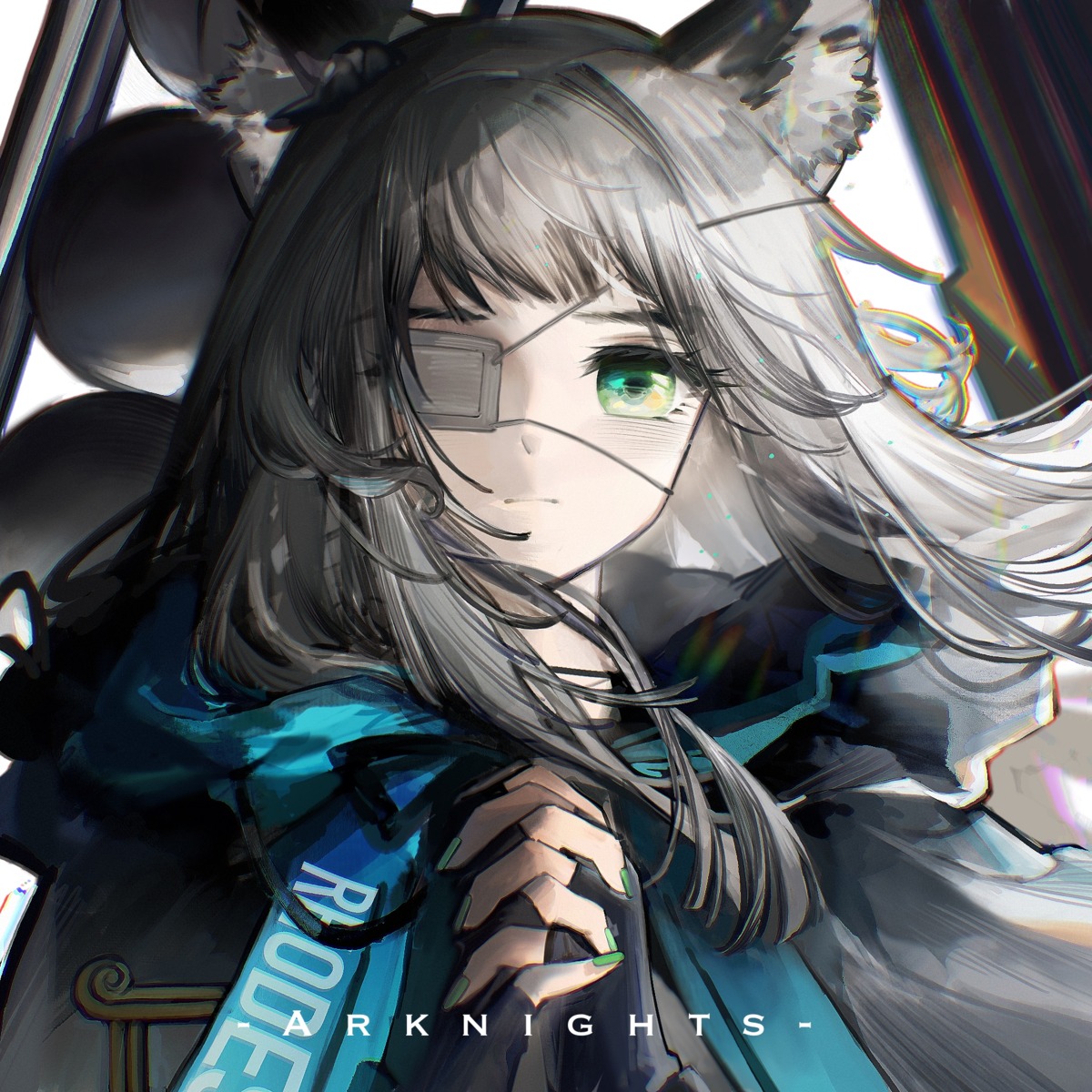 animal_ears, arknights, eyepatch, finn_zoey, rosmontis_(arknights)