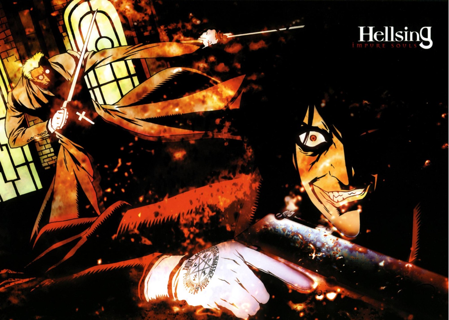 alexander_anderson, alucard, gun, hellsing, male, sword