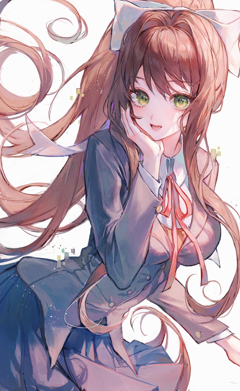 doki_doki_literature_club!, matcha, monika_(doki_doki_literature_club!), seifuku, skirt_lift, sweater