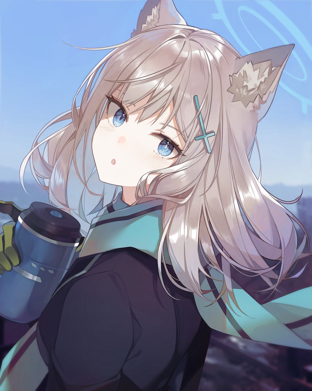 animal_ears, blue_archive, nekomimi, saibe, seifuku, sunaookami_shiroko