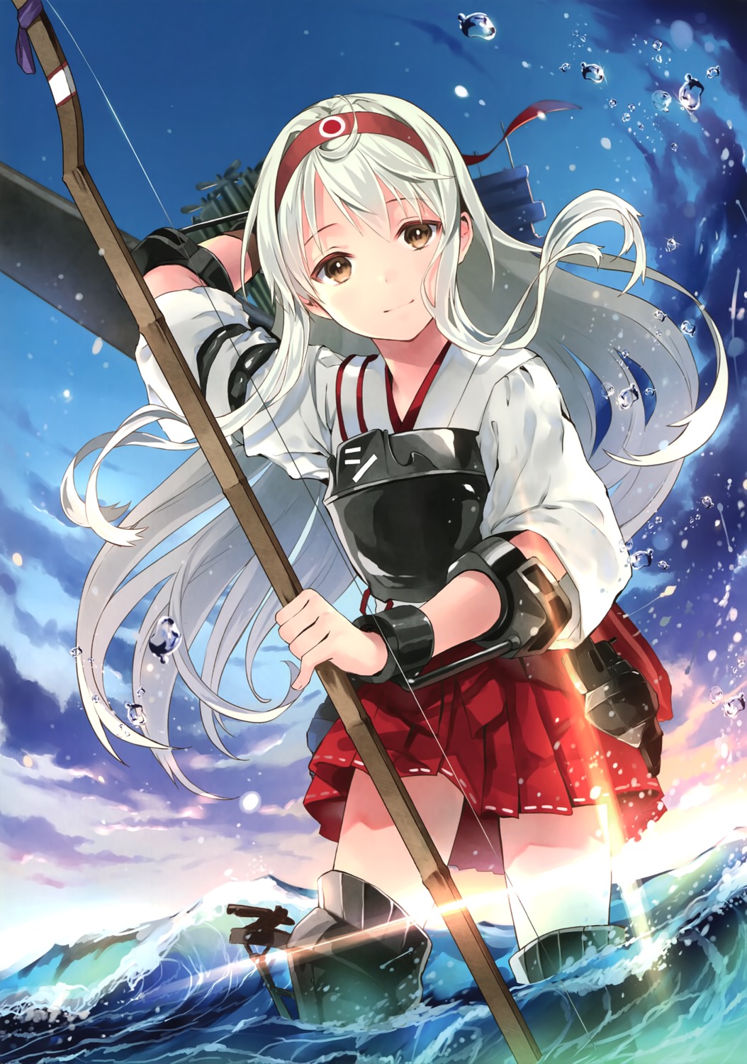 armor, hanekoto, kantai_collection, miko, shoukaku_(kancolle), tetrapot, weapon, wet