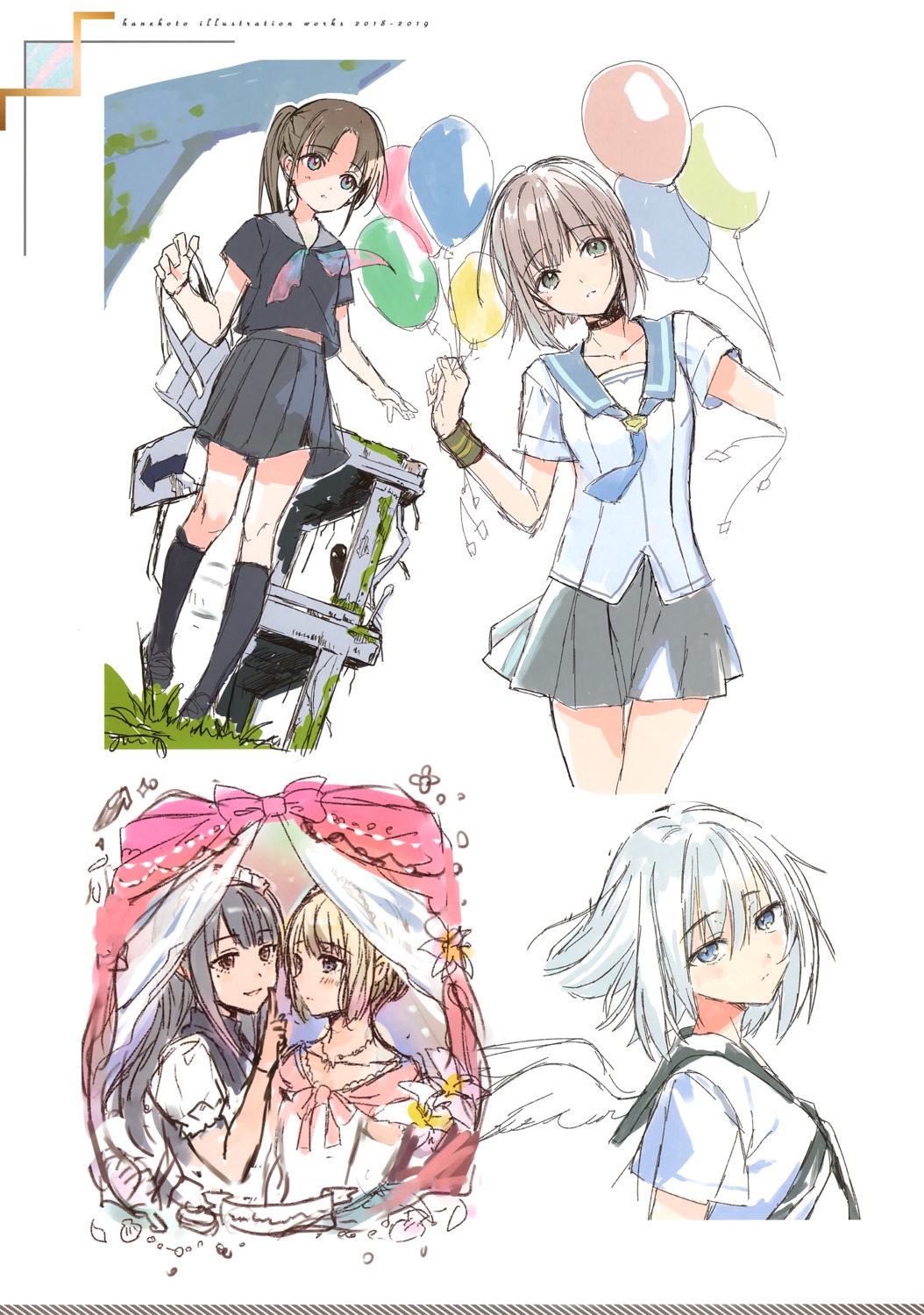hanekoto, seifuku, tetrapot, wings