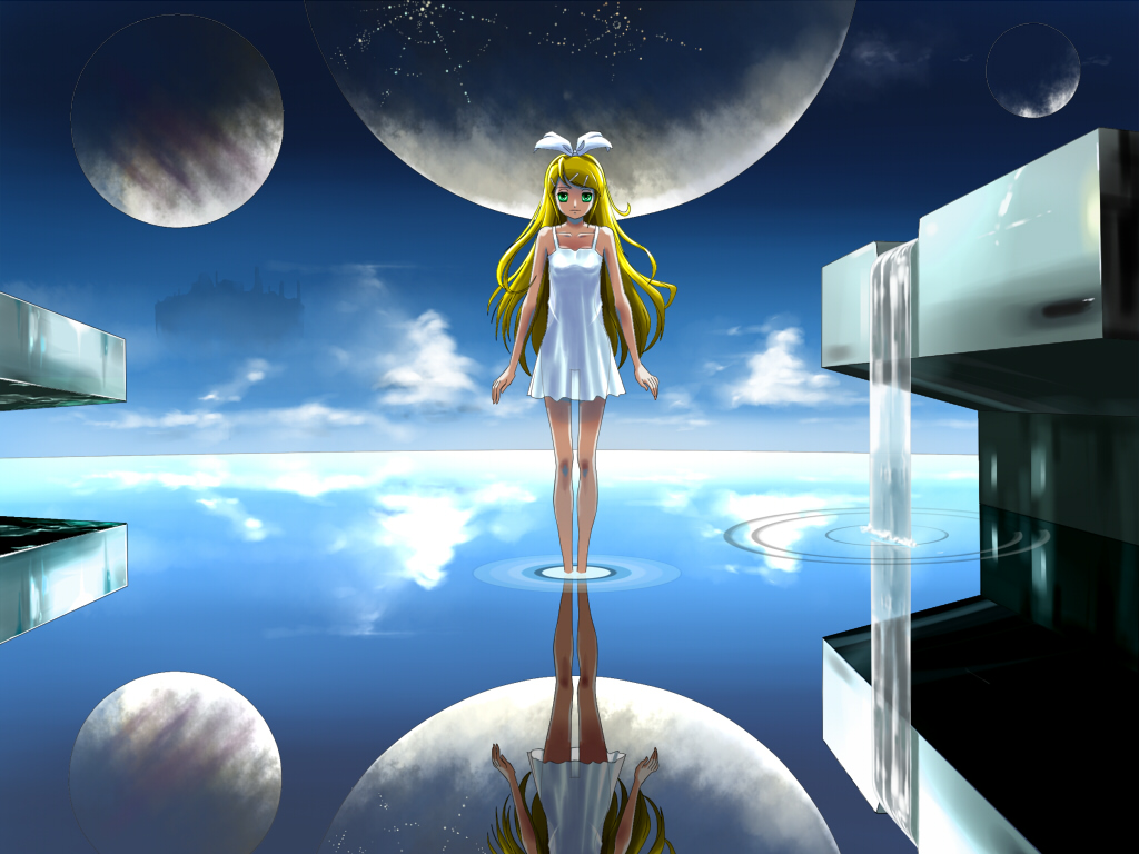 haya-g, kagamine_rin, landscape, vocaloid, wallpaper