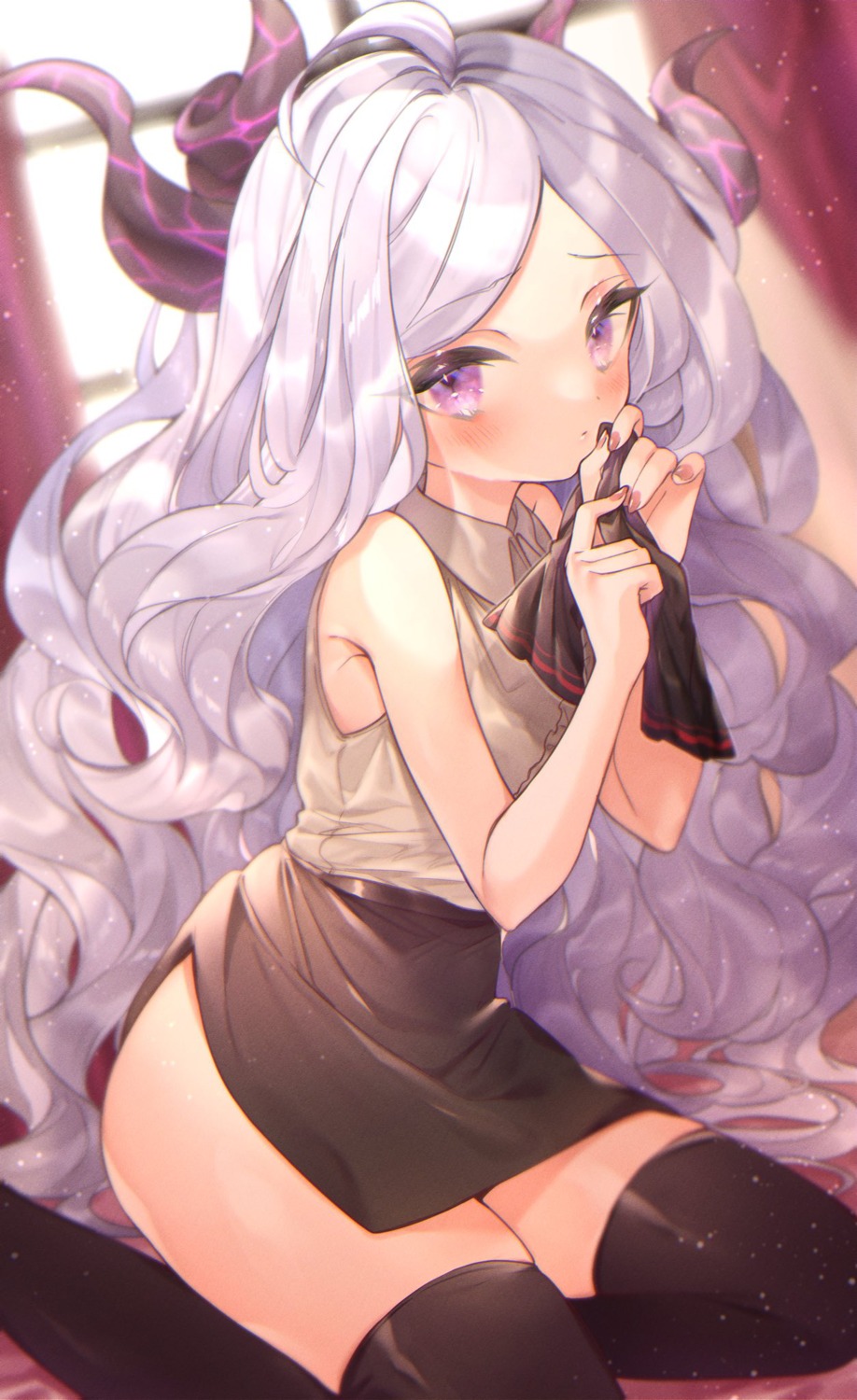blue_archive, horns, shiguri, sorasaki_hina, thighhighs