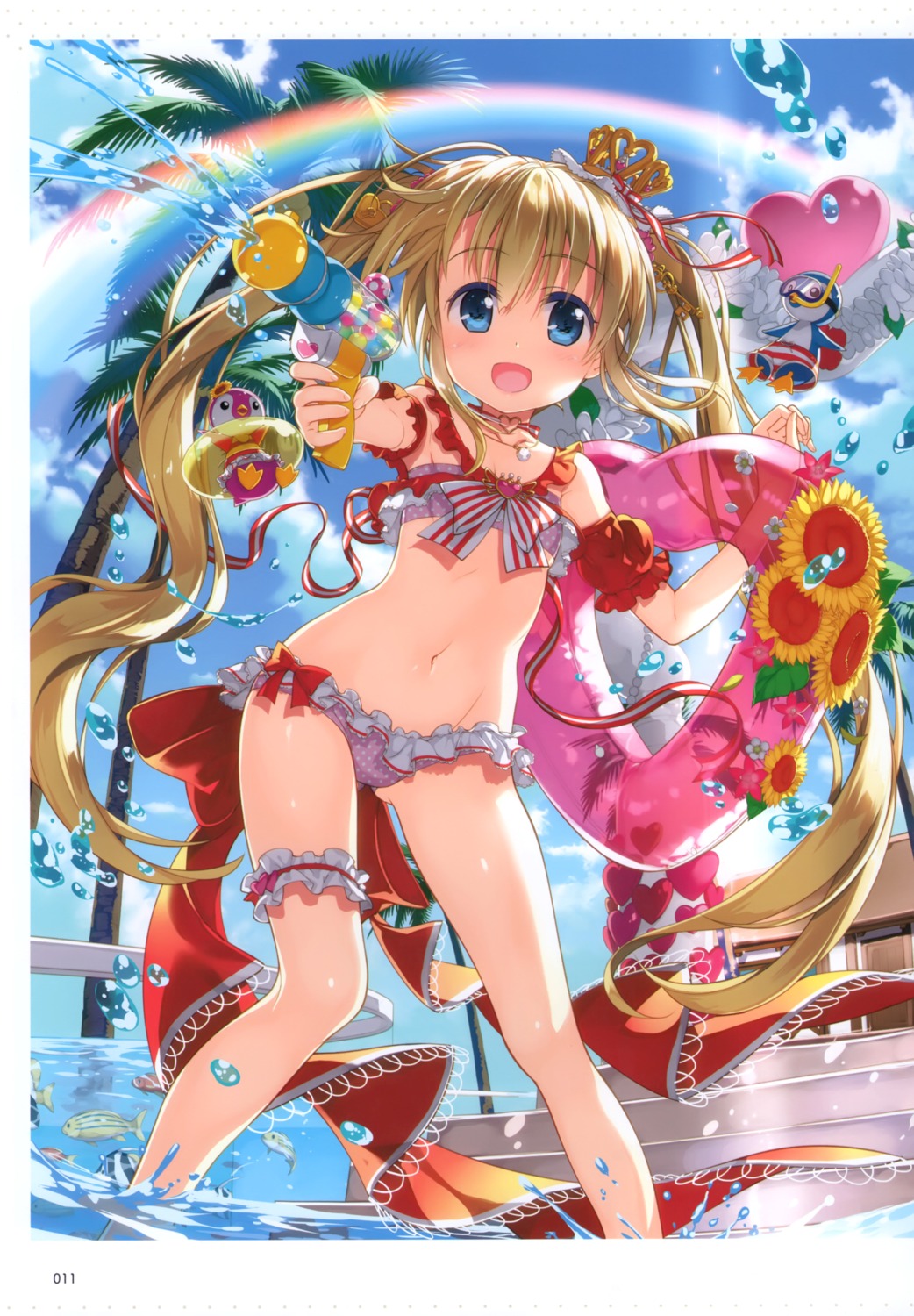 bikini, cardfight_vanguard, fujima_takuya, garter, gun, swimsuits, top_idol_pacifica, wet