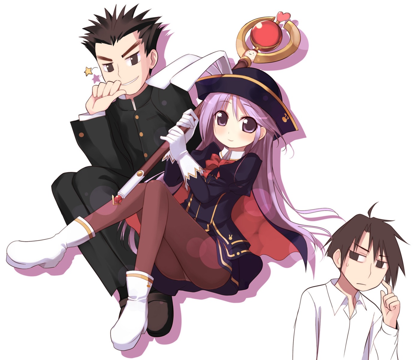 happiness, kashiwamochi_yomogi, kohinata_yuma, male, pantyhose, trap, watarase_jun