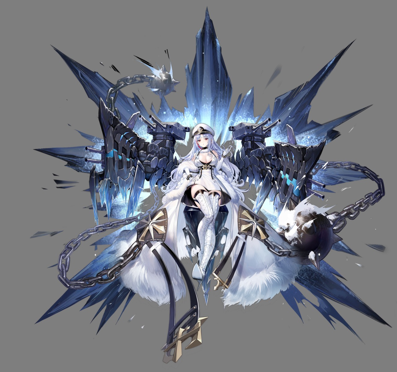 azur_lane, bra, cleavage, heels, pavapo, tallinn_(azur_lane), thighhighs, transparent_png, uniform