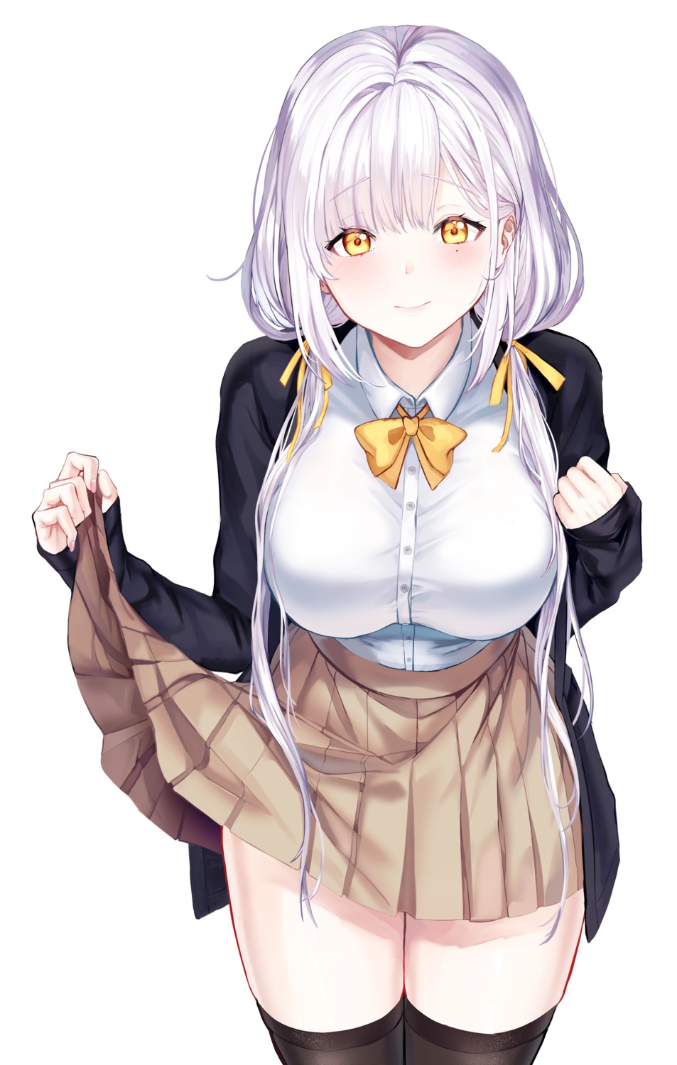 seifuku, skirt_lift, sweater, thighhighs, yerim