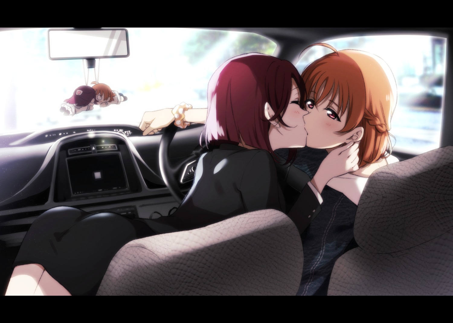 ass, business_suit, chibi, kougi_hiroshi, love_live!_(series), love_live!_sunshine!!, sakurauchi_riko, takami_chika