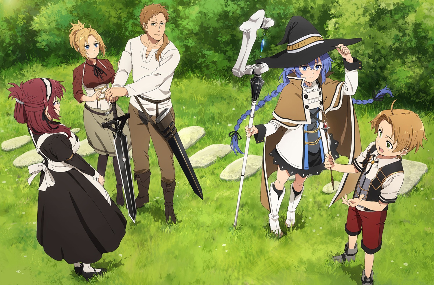 heels, lilia_greyrat, maid, mushoku_tensei, paul_greyrat, roxy_migurdia, rudeus_greyrat, tagme, weapon, witch, zenith_greyrat
