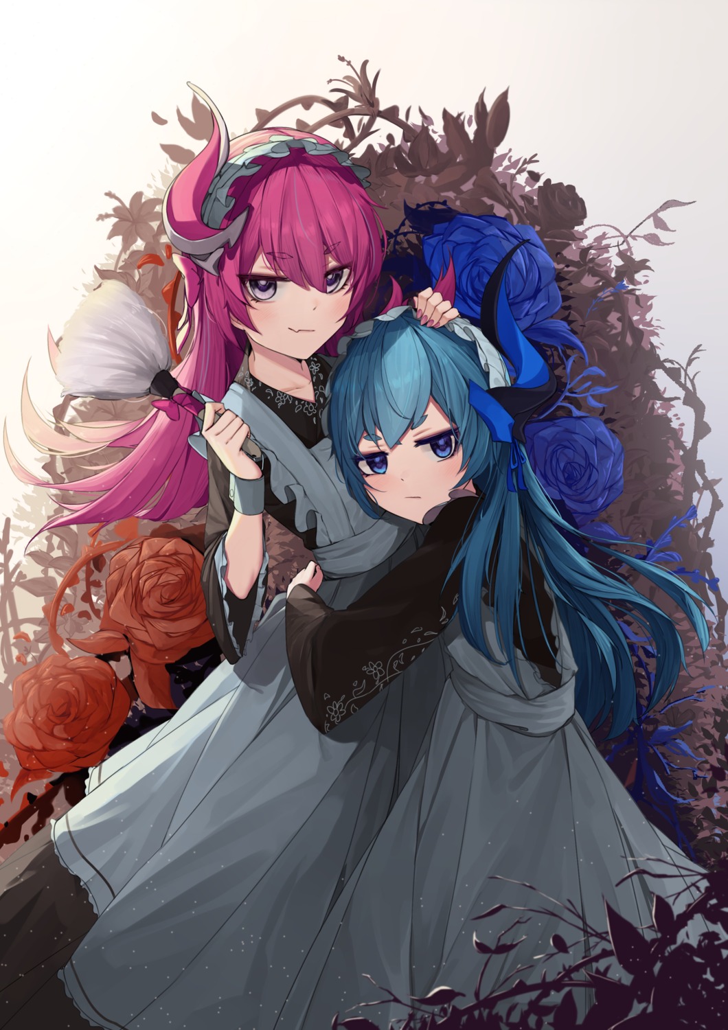 benghuai_xueyuan, honkai_impact, horns, kouki_(chancegak), liliya_olenyeva, maid, rozaliya_olenyeva, wa_maid