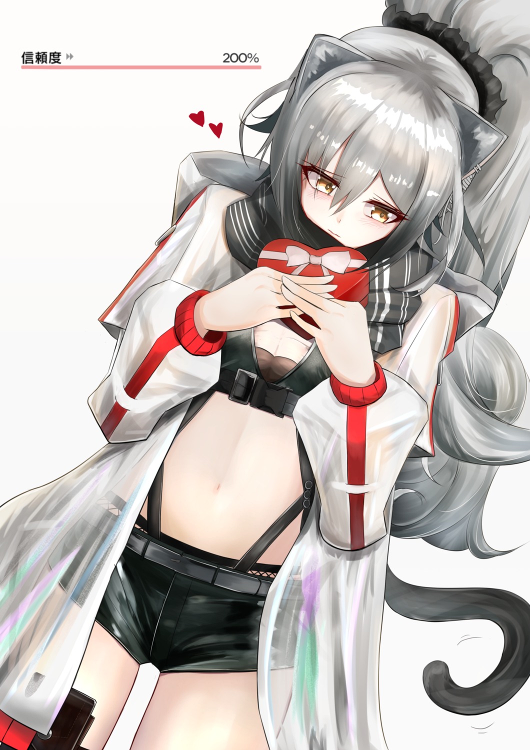 animal_ears, arknights, depayama_(depaty), garter, schwarz_(arknights), see_through, tail