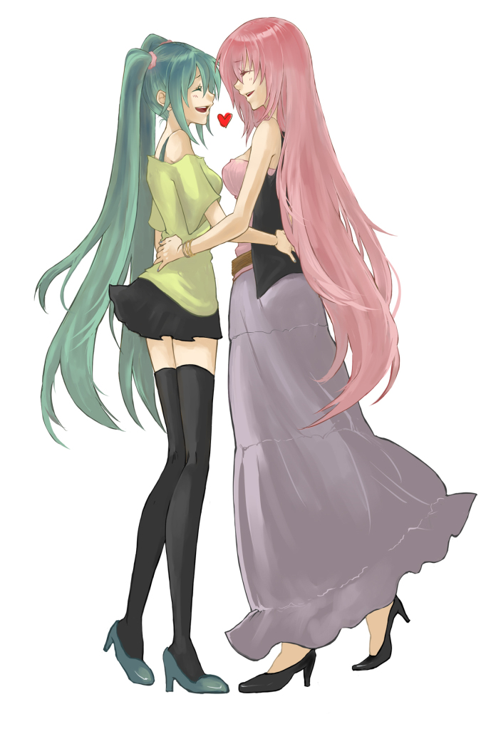 hatsune_miku, megurine_luka, rioko, thighhighs, vocaloid