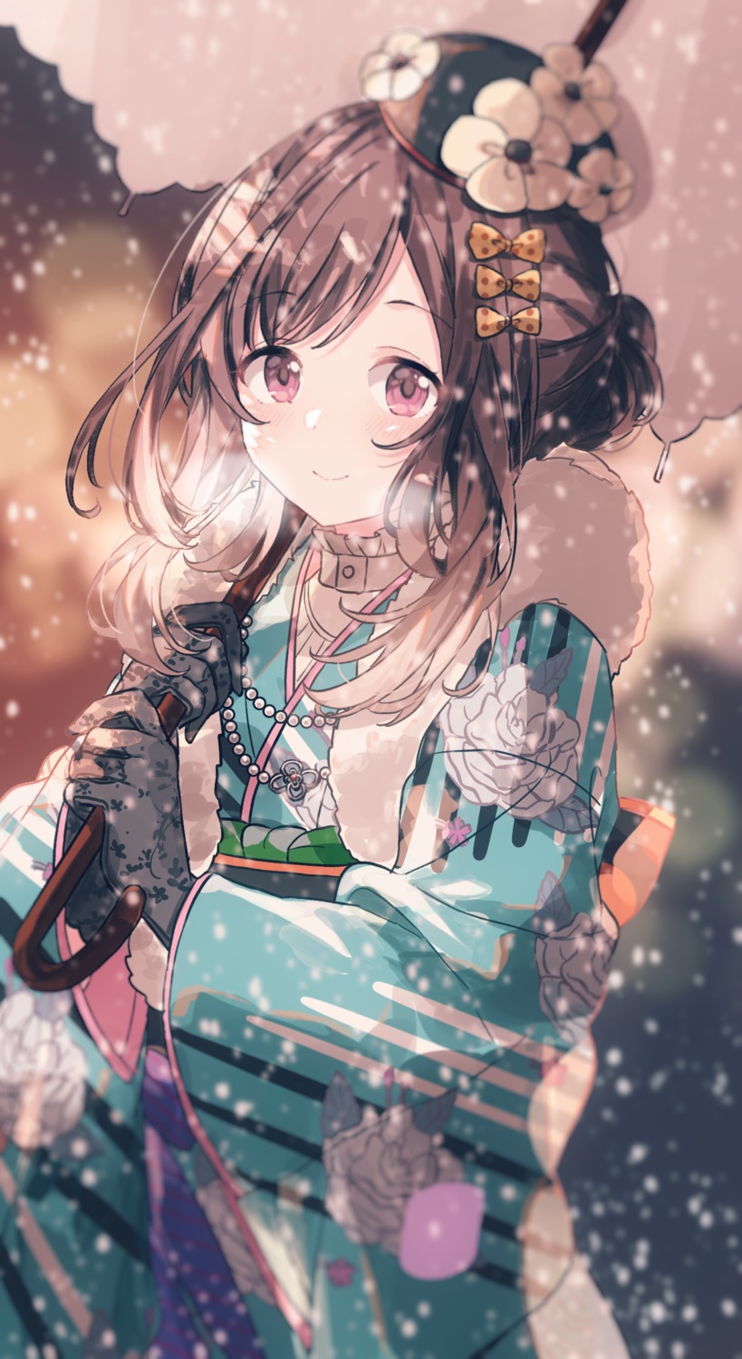 gocoli, japanese_clothes, the_idolm@ster, the_idolm@ster_shiny_colors, tsukioka_kogane, umbrella