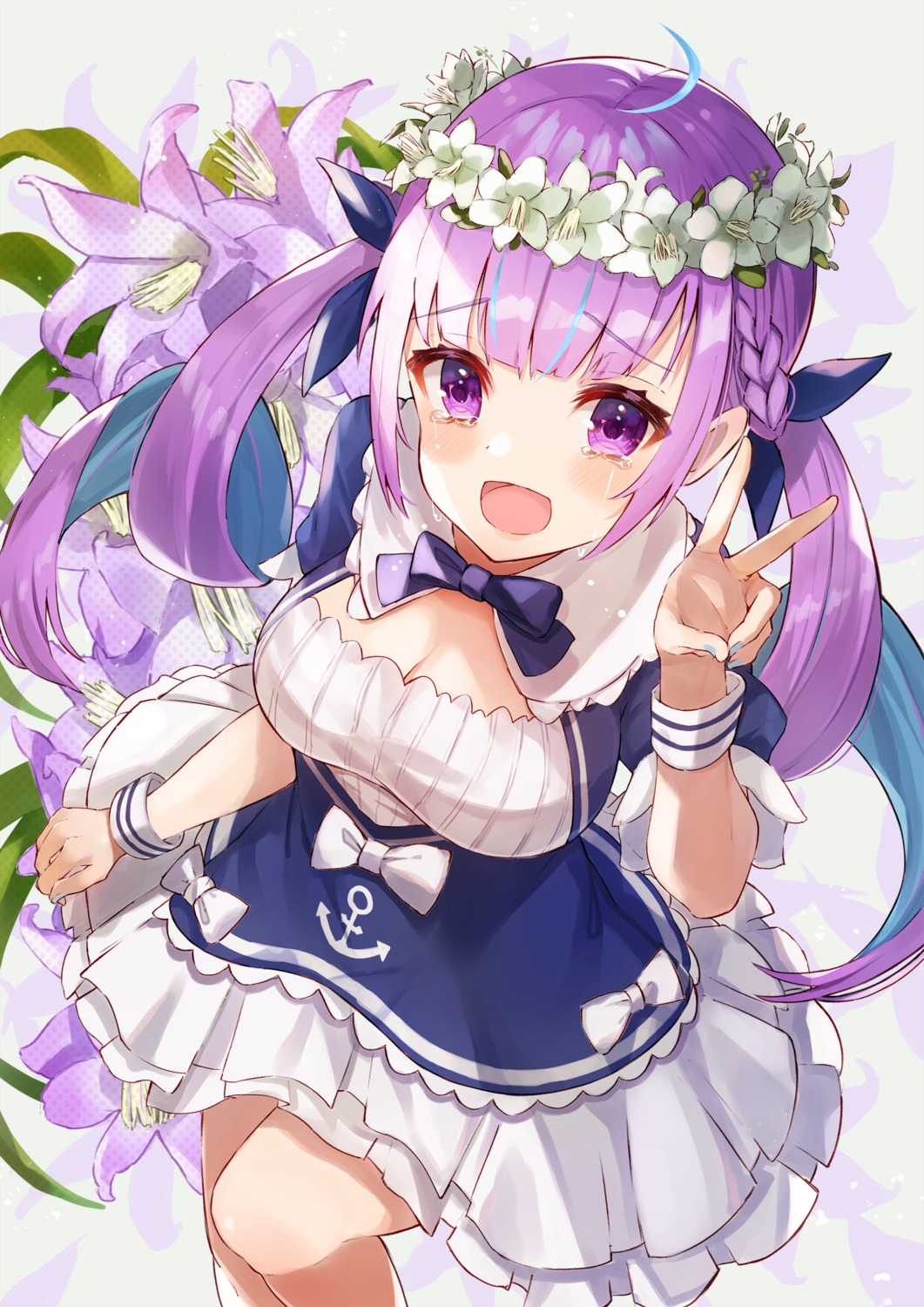 cleavage, haru_yu, hololive, maid, minato_aqua