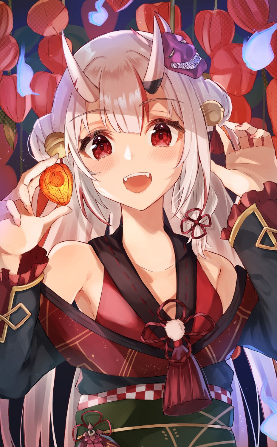 haru_yu, hololive, horns, japanese_clothes, nakiri_ayame