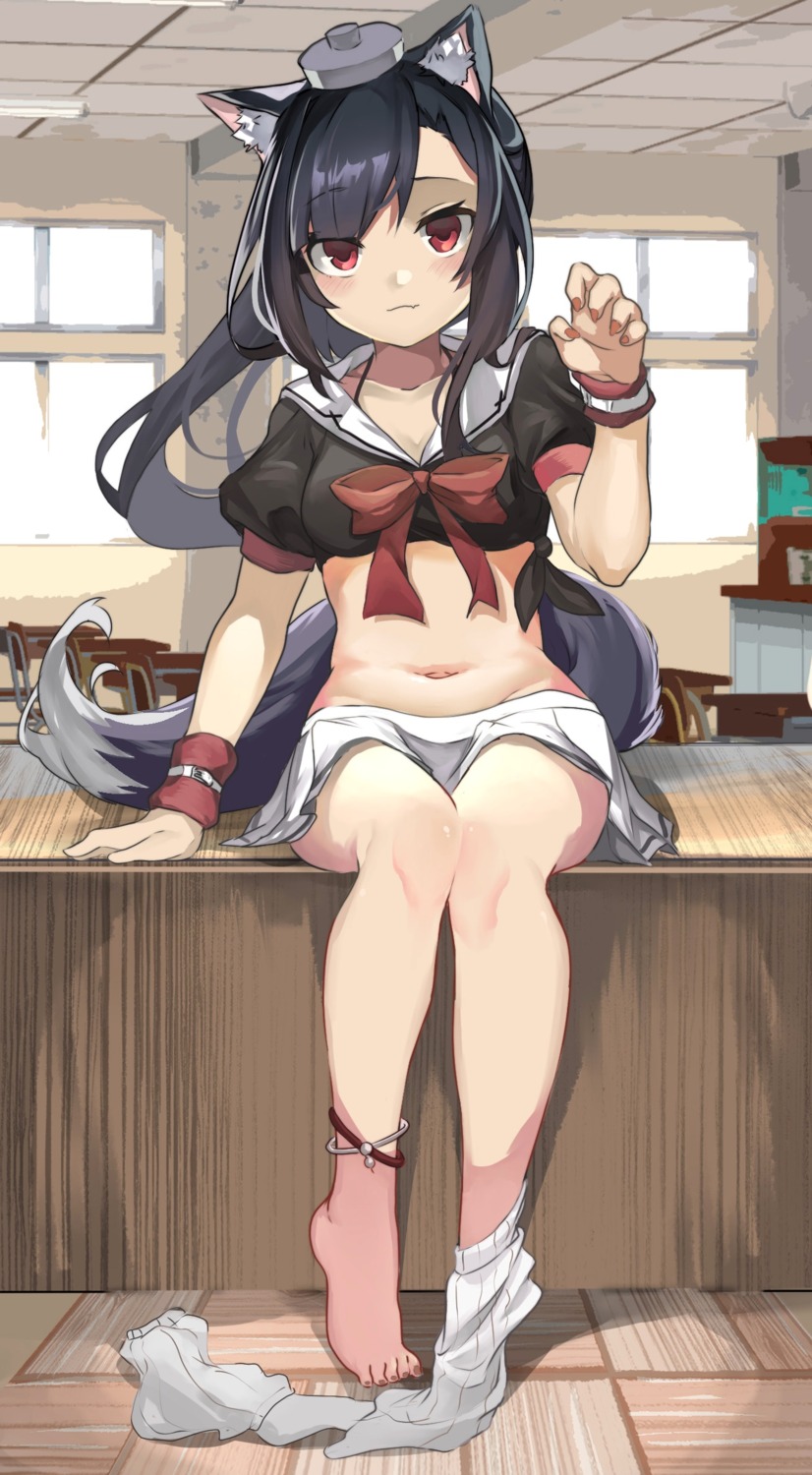 animal_ears, azur_lane, sakurami_sumi, seifuku, shigure_(azur_lane), tail