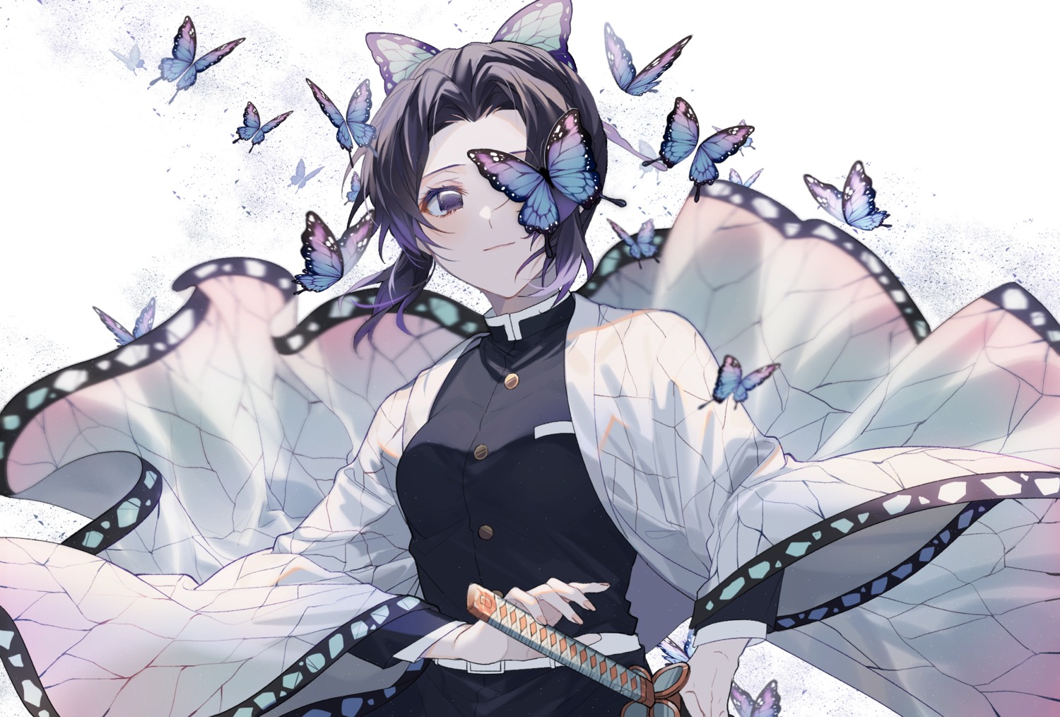 japanese_clothes, kimetsu_no_yaiba, kochou_shinobu, sensiye, sword, uniform