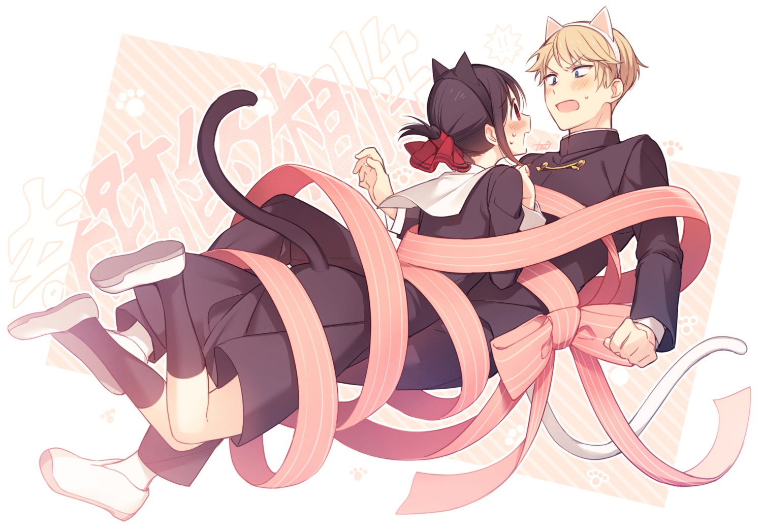 animal_ears, juugonichi_(wheeliex2), kaguya-sama_wa_kokurasetai_~tensai-tachi_no_renai_zunousen~, nekomimi, seifuku, shinomiya_kaguya, shirogane_miyuki, tail
