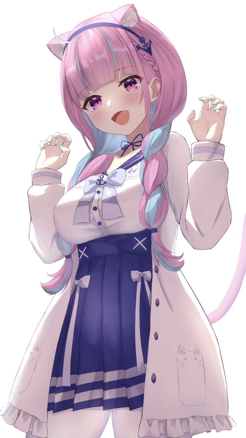 animal_ears, fuwatoromonta, hololive, minato_aqua, nekomimi, pantyhose, seifuku, tail