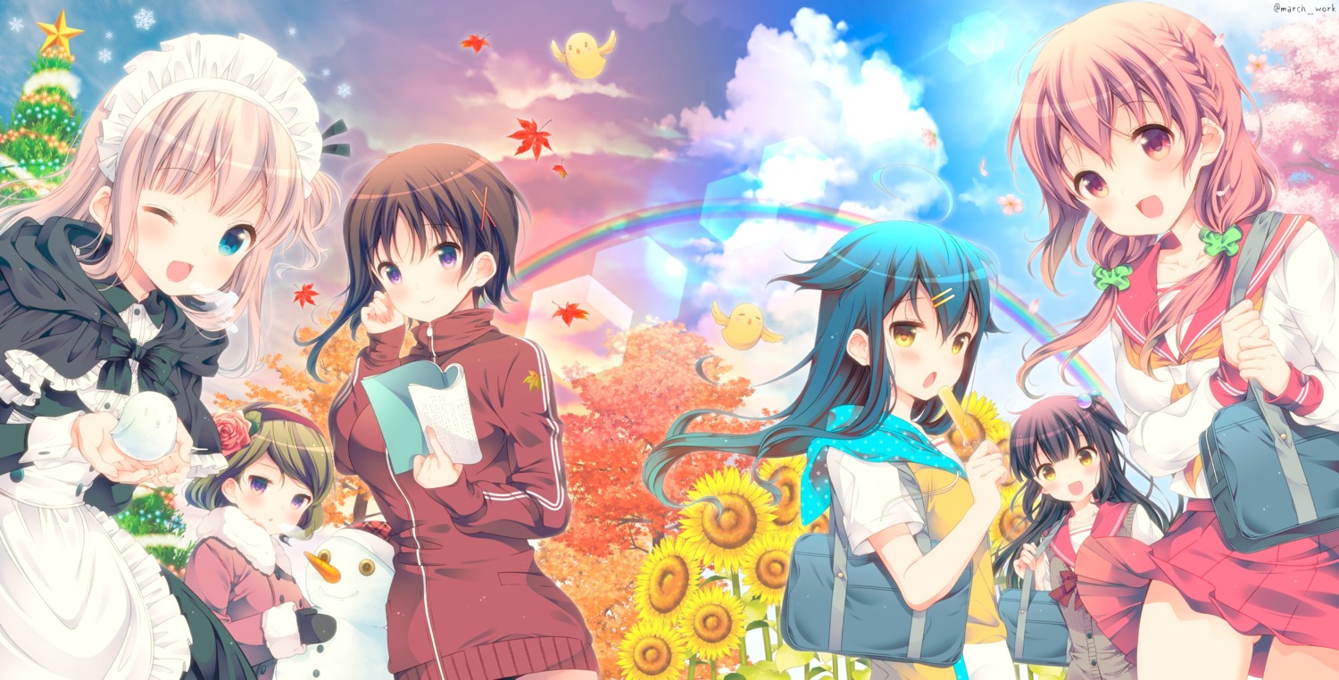 gym_uniform, hagino_chiaki, hiiragi_mayuki, hinako_note, kuroyanagi_ruriko, maid, mitsuki, nakajima_yua